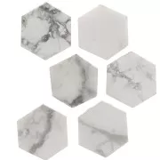 Perle plate forme hexagone 12x10 mm en pierre gemme - Howlite x1