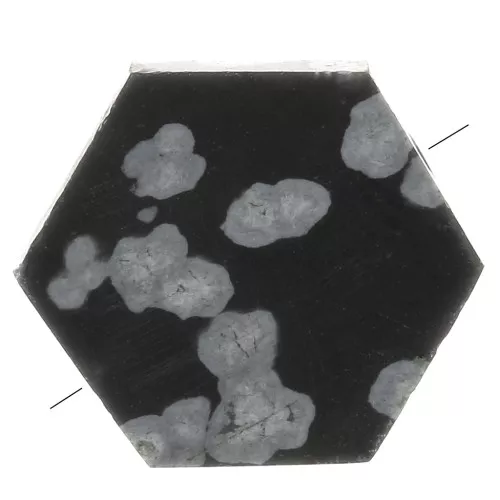 Perle plate forme hexagone 12x10 mm en pierre gemme - Obsidienne mouchetée x1