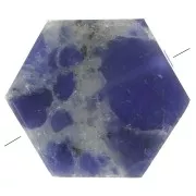 Perle plate forme hexagone 12x10 mm en pierre gemme - Sodalite x1