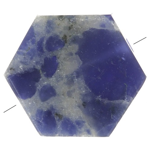 Perle plate forme hexagone 12x10 mm en pierre gemme - Sodalite x1