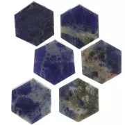 Perle plate forme hexagone 12x10 mm en pierre gemme - Sodalite x1