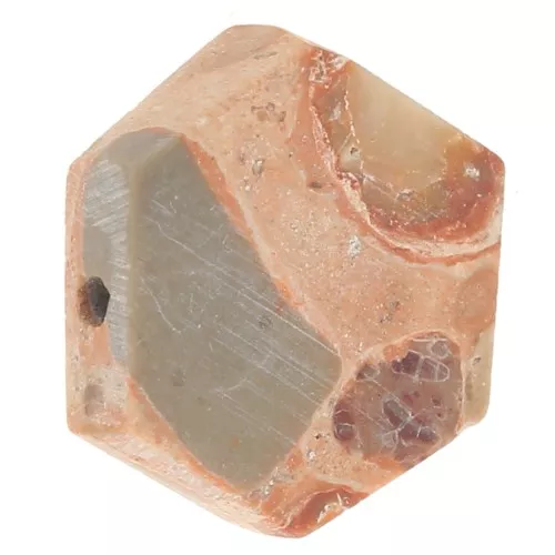 Perle plate forme hexagone 12x10 mm en pierre gemme - Jaspe poppy x1