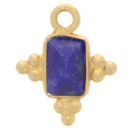 Breloque rectangle facettée 13x11mm Argent 925 Doré à l'or fin - Lapis lazuli|raw }}