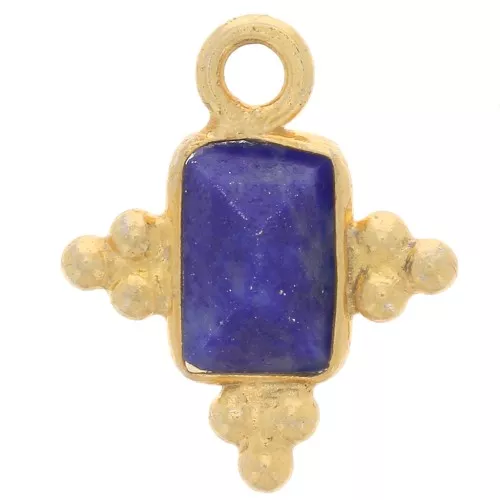 Breloque rectangle facettée 13x11mm Argent 925 Doré à l'or fin - Lapis lazuli