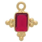 Breloque rectangle facettée 13x11mm Argent 925 Doré à l'or fin - Grenat|raw }}