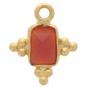 Breloque rectangle facettée 12.5x10mm Argent 925 Doré à l'or fin - Cornaline x1|raw }}