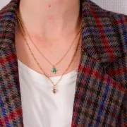 Breloque rectangle facettée 12.5x10mm Argent 925 Doré à l'or fin - Turquoise