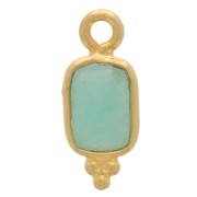 Breloque rectangle facettée 14x6 mm - Argent 925 Doré à l'or fin - Amazonite