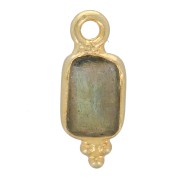 Breloque rectangle facettée 13x5 mm - Argent 925 Doré à l'or fin - Labradorite|raw }}