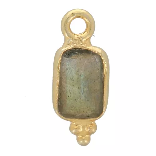 Breloque rectangle facettée 13x5 mm - Argent 925 Doré à l'or fin - Labradorite