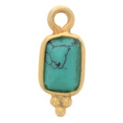 Breloque rectangle facettée 13x5 mm - Argent 925 Doré à l'or fin - imit Turquoise|raw }}