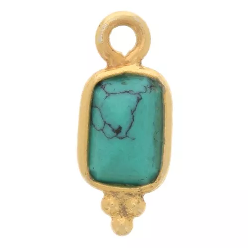 Breloque rectangle facettée 13x5 mm - Argent 925 Doré à l'or fin - imit Turquoise