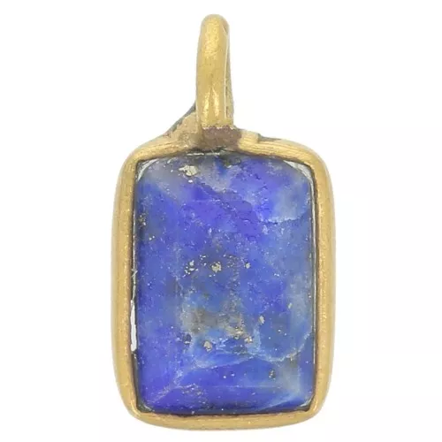 Breloque rectangle facettée 10x5 mm - Argent 925 Doré à l'or fin - Lapis lazuli x1
