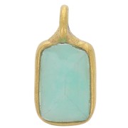 Breloque rectangle facettée 10x5 mm - Argent 925 Doré à l'or fin - Amazonite x1