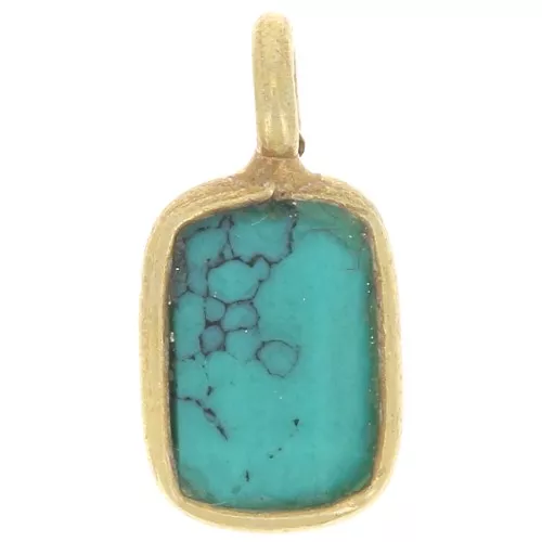 Breloque rectangle facettée 10x5mm Argent925 Doré à l'or fin - imitation Turquoise