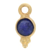 Breloque ronde facettée 10x5 mm - Argent 925 Doré à l'or fin - Lapis lazuli x1