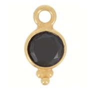 Breloque ronde facettée 11x6 mm - Argent 925 Doré à l'or fin - Onyx noir x1|raw }}