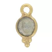 Breloque ronde facettée 10x5 mm - Argent 925 Doré à l'or fin - Labradorite x1