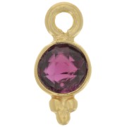 Breloque ronde facettée 10x5 mm - Argent 925 Doré à l'or fin - Grenat x1