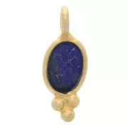 Breloque ovale facettée 11x4 mm - Argent 925 Doré à l'or fin - Lapis lazuli x1
