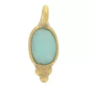 Breloque ovale facettée 11x4 mm - Argent 925 Doré à l'or fin - Amazonite x1