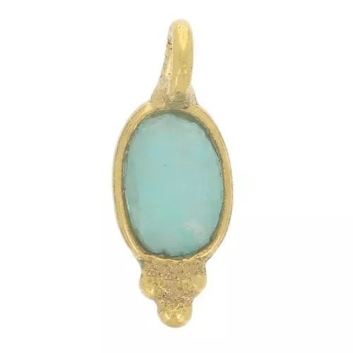 Breloque ovale facettée 11x4 mm - Argent 925 Doré à l'or fin - Amazonite x1