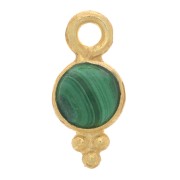 Breloque ronde facettée 10x5 mm - Argent 925 Doré à l'or fin - Malachite x1|raw }}