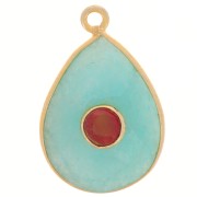 Pendentif goutte facettée 22x14 mm - Doré - Amazonite - imitation Cornaline x1|raw }}