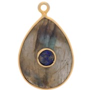 Pendentif goutte facetté 22x14mm Arg 925 Doré Or fin - Labradorite - Lapis lazuli|raw }}