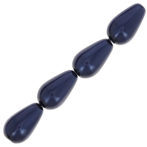 Perles nacrées Preciosa - Pearshape Pearl 10x6 mm - Dark Blue x10