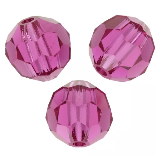 Perles rondes facettées Preciosa - Round Bead 6 mm - Fuchsia x6