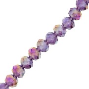 Perles rondelles facettées - rondes aplaties -6x5 mm Light Amethyst AB x40cm|raw }}