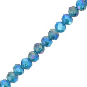 Perles rondelles facettées - rondes aplaties -6x5 mm Blue Zircon AB x42cm