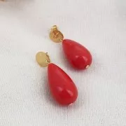 Perle poire en résine 26x14 mm - Rose corail x1