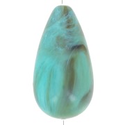 Perle poire en résine 26x14 mm - Turquoise marbré x1