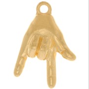 Breloque main - signe Je t'aime - 14x9 mm - Doré à l'or fin x1