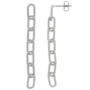 Boucles d'oreilles pendants chaîne maille rectangle 55x5 mm - Rhodié x2|raw }}