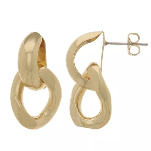 Boucles d'oreilles pendantes avec maillon gourmette 28x15 mm - Doré x2