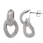 Boucles d'oreilles pendantes avec maillon gourmette 28x15 mm - Rhodié x2
