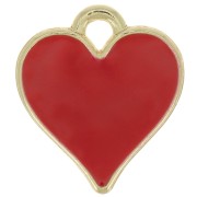 Breloque coeur 13x12 mm avec résine époxy - Doré - Rouge x1|raw }}