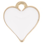 Breloque coeur 13x12 mm avec résine époxy - Doré - Blanc x1|raw }}