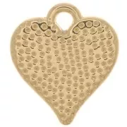 Breloque coeur 13x12 mm avec résine époxy - Doré - Blanc x1