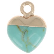 Breloque coeur facettée 14x10.5 mm imitation gemme Turquoise - Doré x1|raw }}