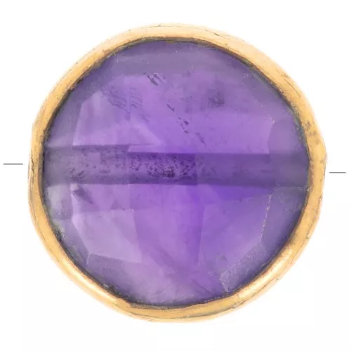 Perle ronde facettée 9 mm - pierre gemme - Argent 925 Doré à l'Or fin - Amethyste