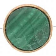Perle ronde facettée 9 mm - pierre gemme - Argent 925 Doré à l'Or fin - Malachite