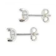 Clous d'oreilles porte-cabochon 6 mm sans anneau Argent 925 x2