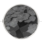 Perle ronde facettée 9 mm en pierre gemme - Argent 925 - Obsidienne mouchetée x1