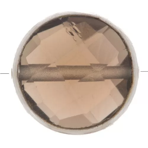 Perle ronde facettée 9 mm en pierre gemme - Argent 925 - Quartz fumé x1