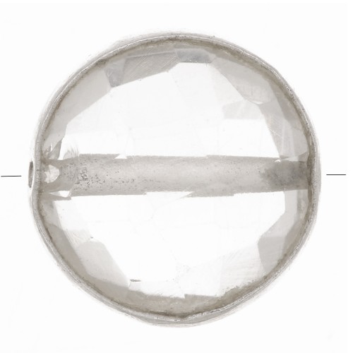 Perle ronde facettée 9 mm en pierre gemme - Argent 925 - Cristal de roche x1