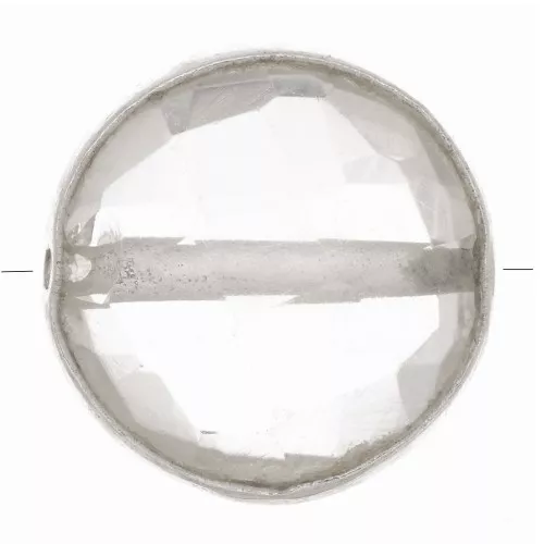 Perle ronde facettée 9 mm en pierre gemme - Argent 925 - Cristal de roche x1